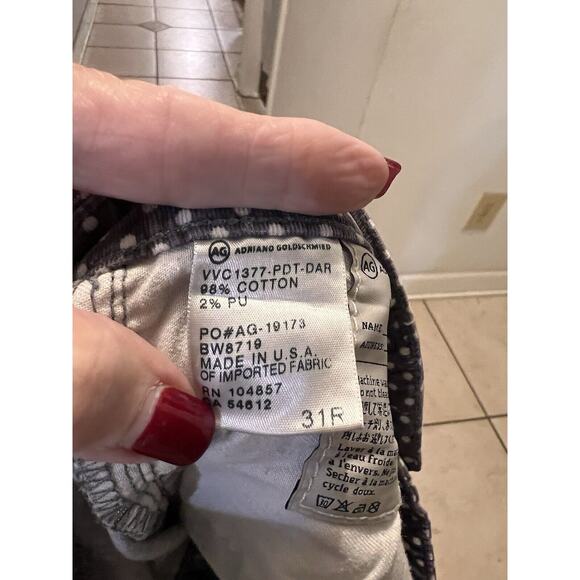 AG Adriano Goldschmied Pants Womens 31r Stevie ankle gray polka dot corduroys - Picture 6 of 7